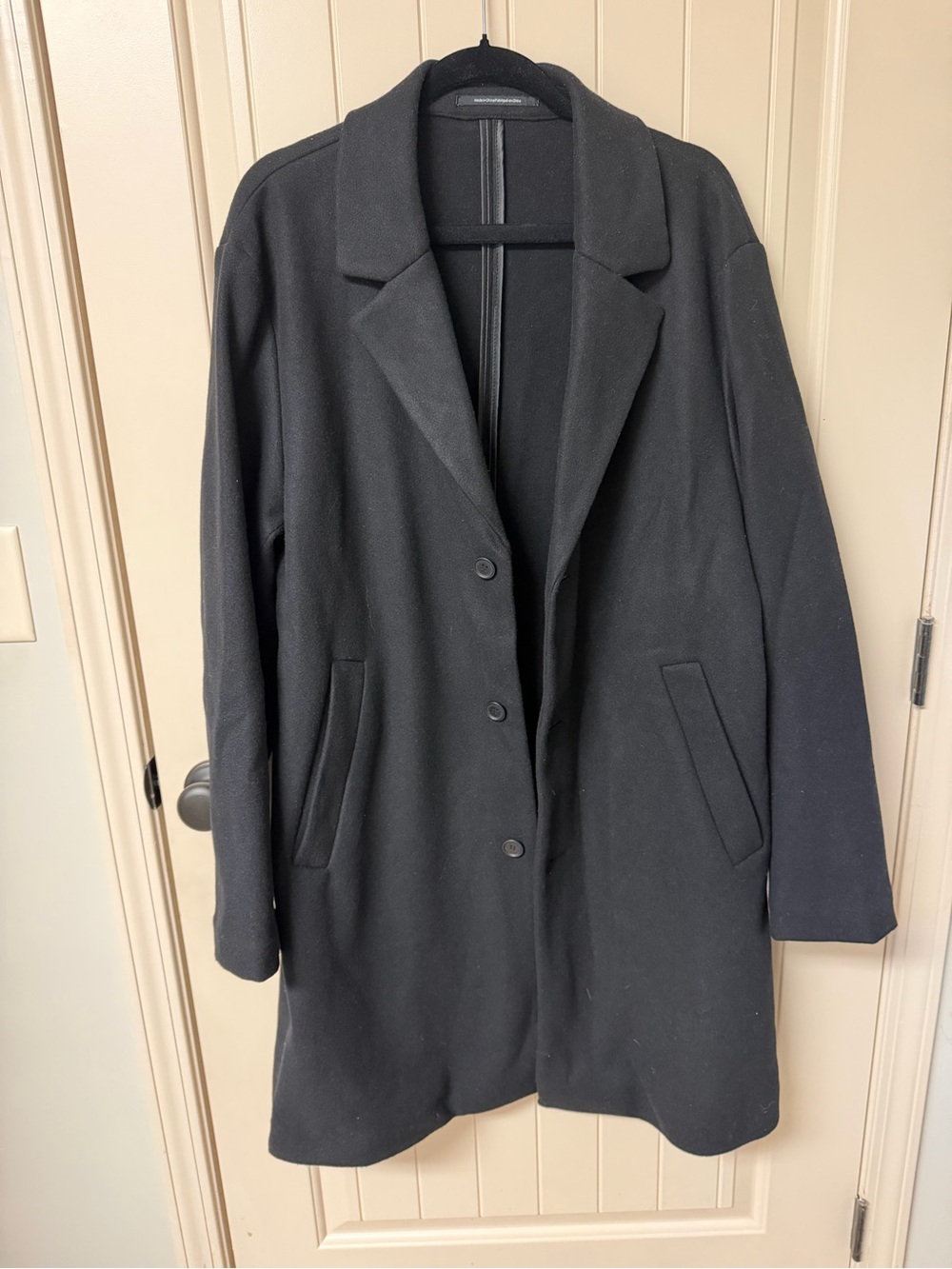 H&M Classic Black Men's Overcoat - Tailored Wool-Blend Jacket